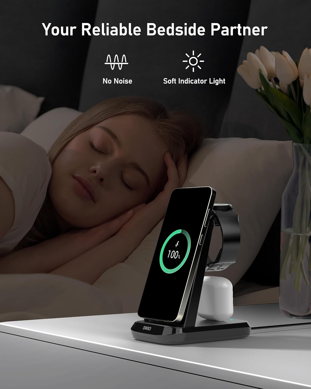 Wireless Charger for Samsung Phones Watch Earbuds(Not for Z Flip & A Serie-Phone),SWIO 3 in 1 Charging Station for Galaxy Watch 7/Ultra/6/5/4/3,S25 S24 S23 S22 S21 S20/Note 20 10/Z Fold 4 3,Buds/2/Pro